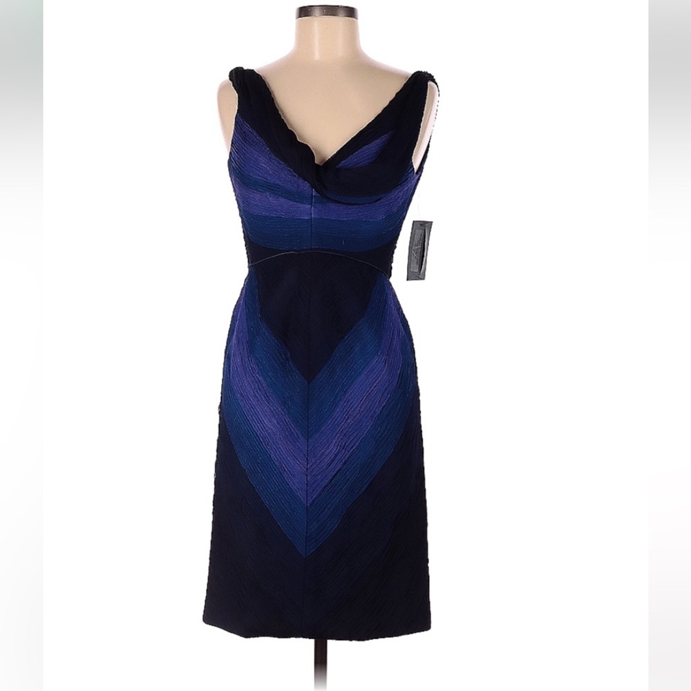 NWT Zac Posen Sz 6 Blue, Purple, and Black Chevron Print dress.